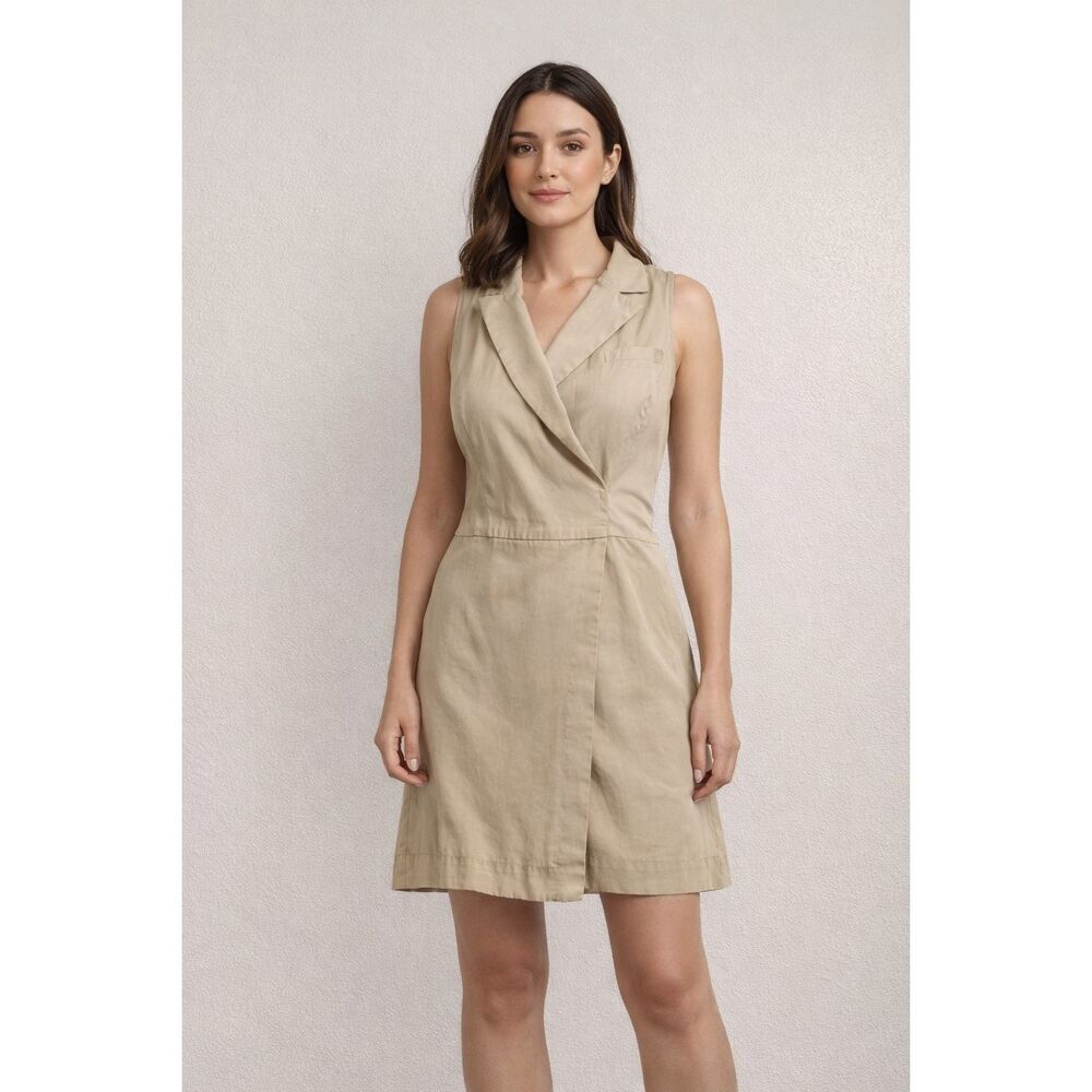 Bebe Beige Wrap Dress XS Sleeveless Lyocell Mini